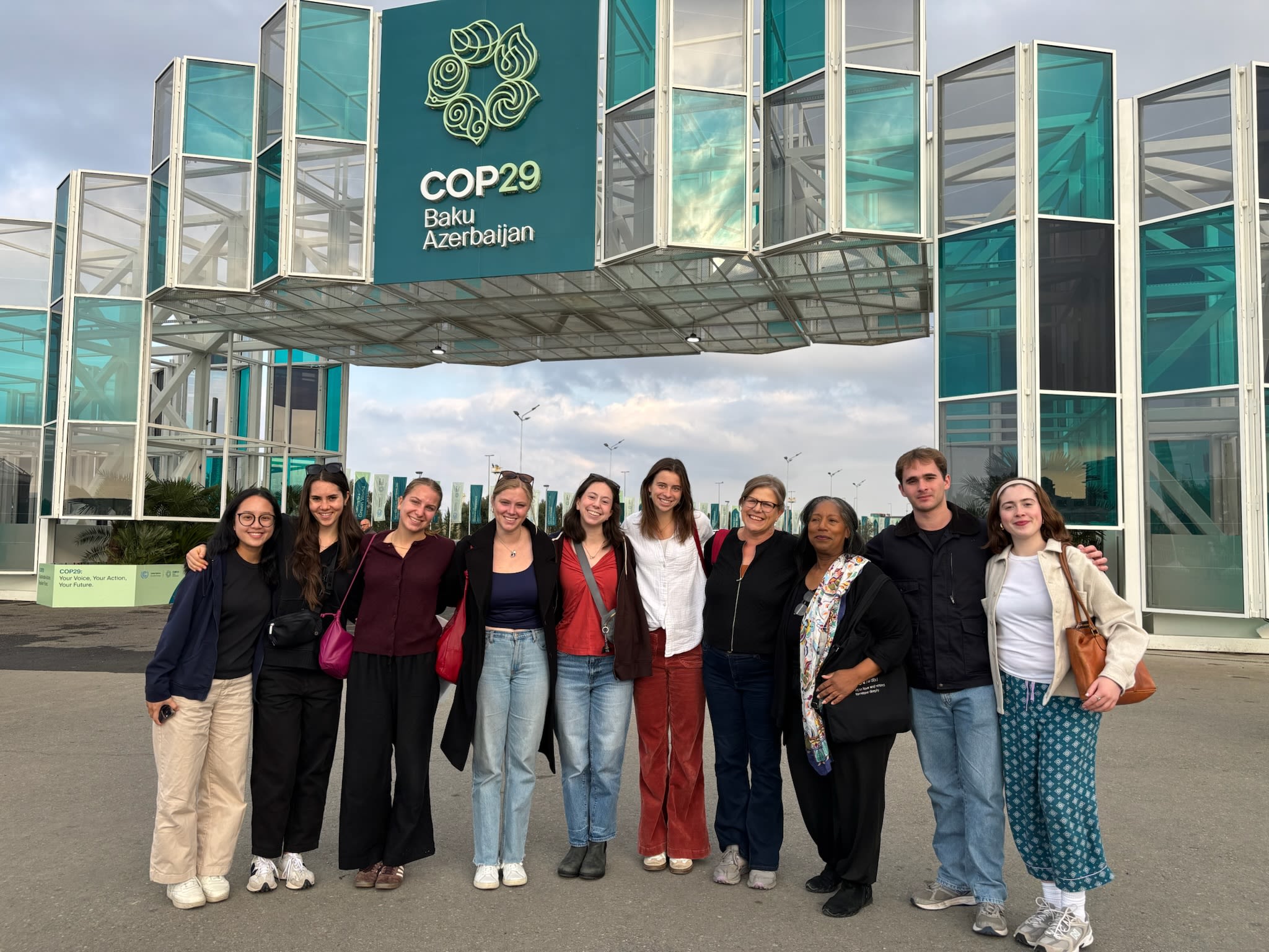 CC's delegation to COP29 outside the main entrance in Baku, Azerbaijan.
