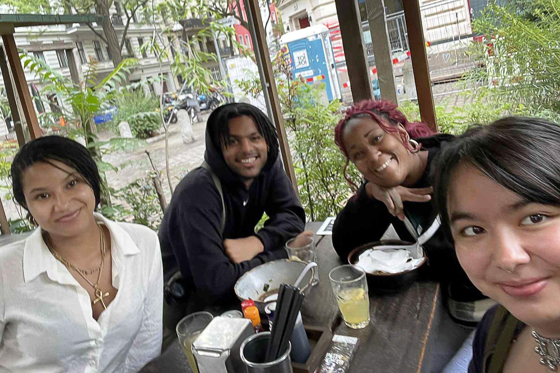 Zahara Love '26, Jevon Lipsey '26, Dr. Heidi R. Lewis, and Claud Garcia '26 during their&nbsp;Hidden Spaces, Hidden Narratives: Intersectionality Studies in Berlin&nbsp;class in Summer 2025.