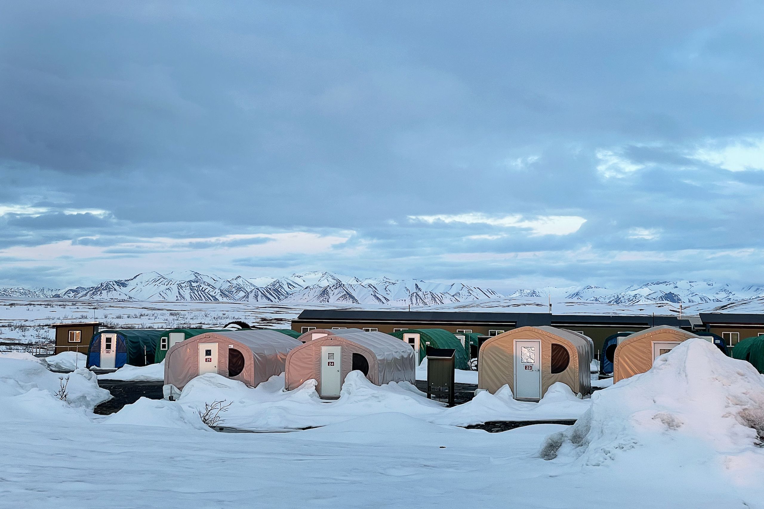 Researchers at the Toolik Field Station sleep in weatherports.