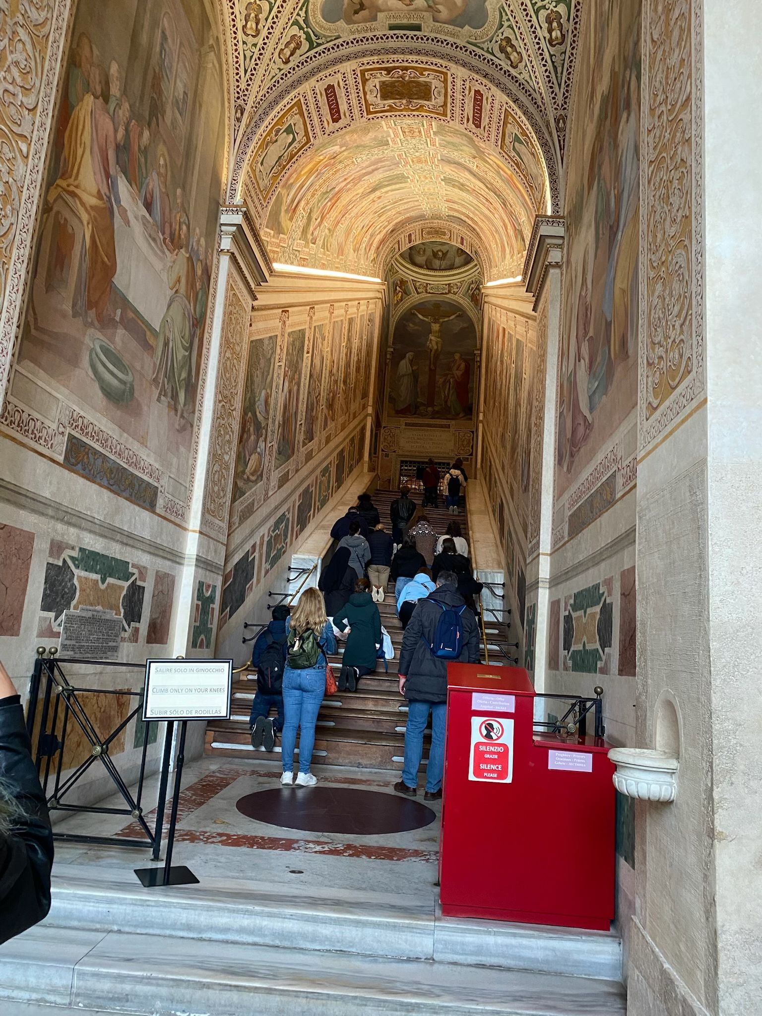 The Scala Sancta is situated in a building that was once part of the old Papal Lateran Palace, across from the Archbasilica of Saint John in Laterano.