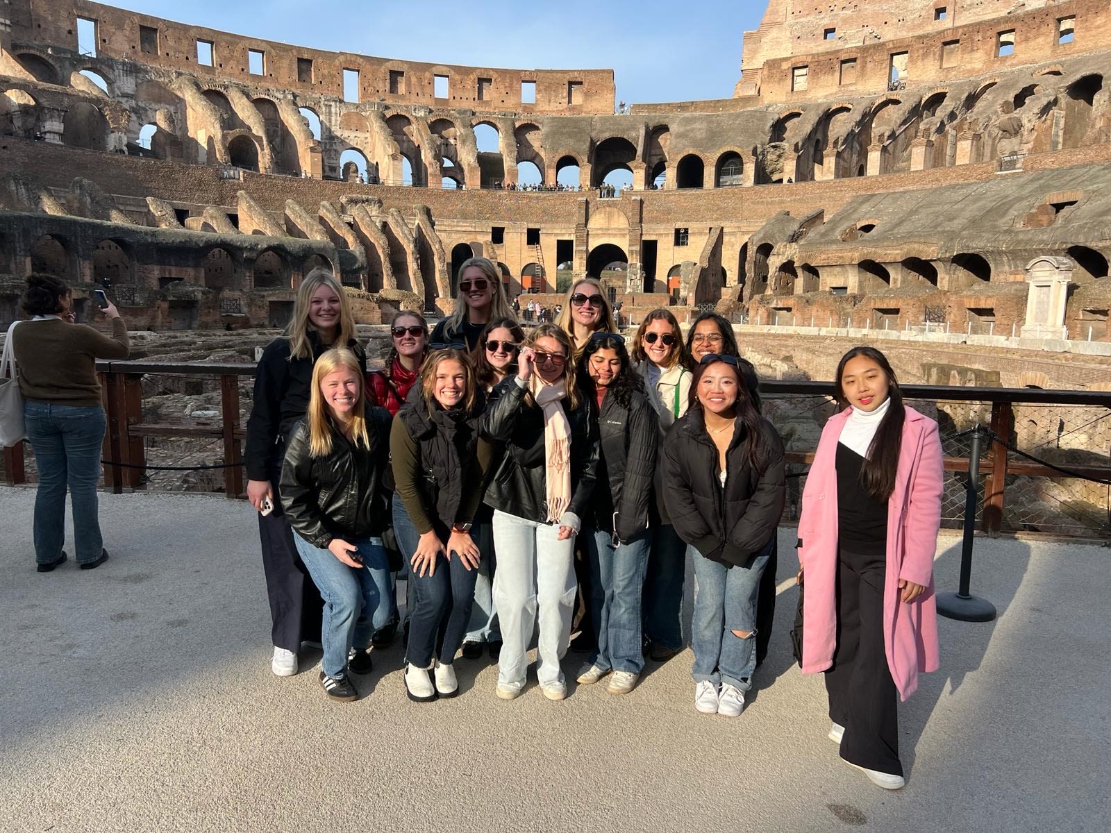 The Block 5 2024 Topics in Religion: Martyrs and Saints class at The Colosseum in Rome, Italy.