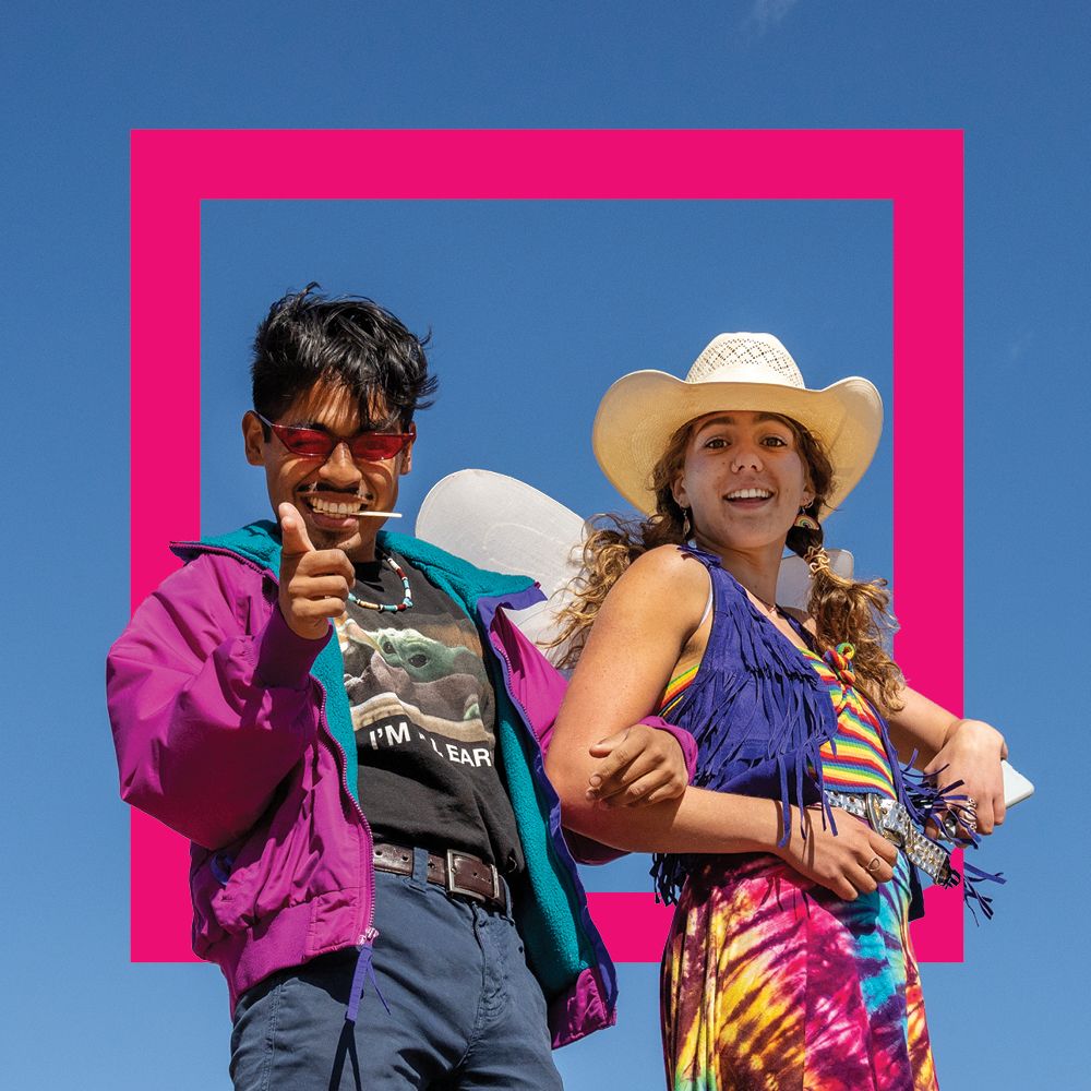 their flair at CC Outdoor Ed's "Pride Outside" celebration.