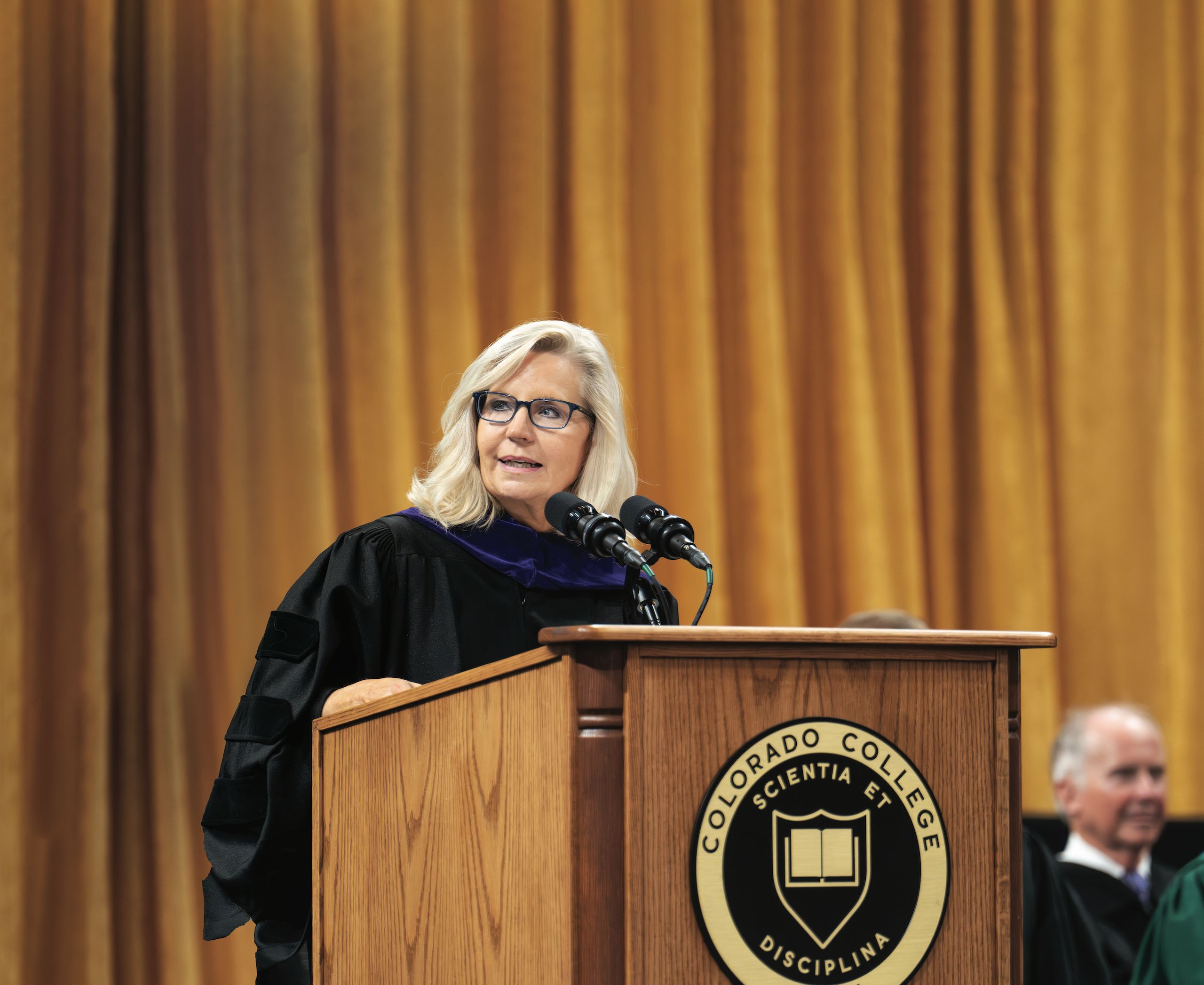 Liz Cheney '88 giving a commencement speech at Colorado College