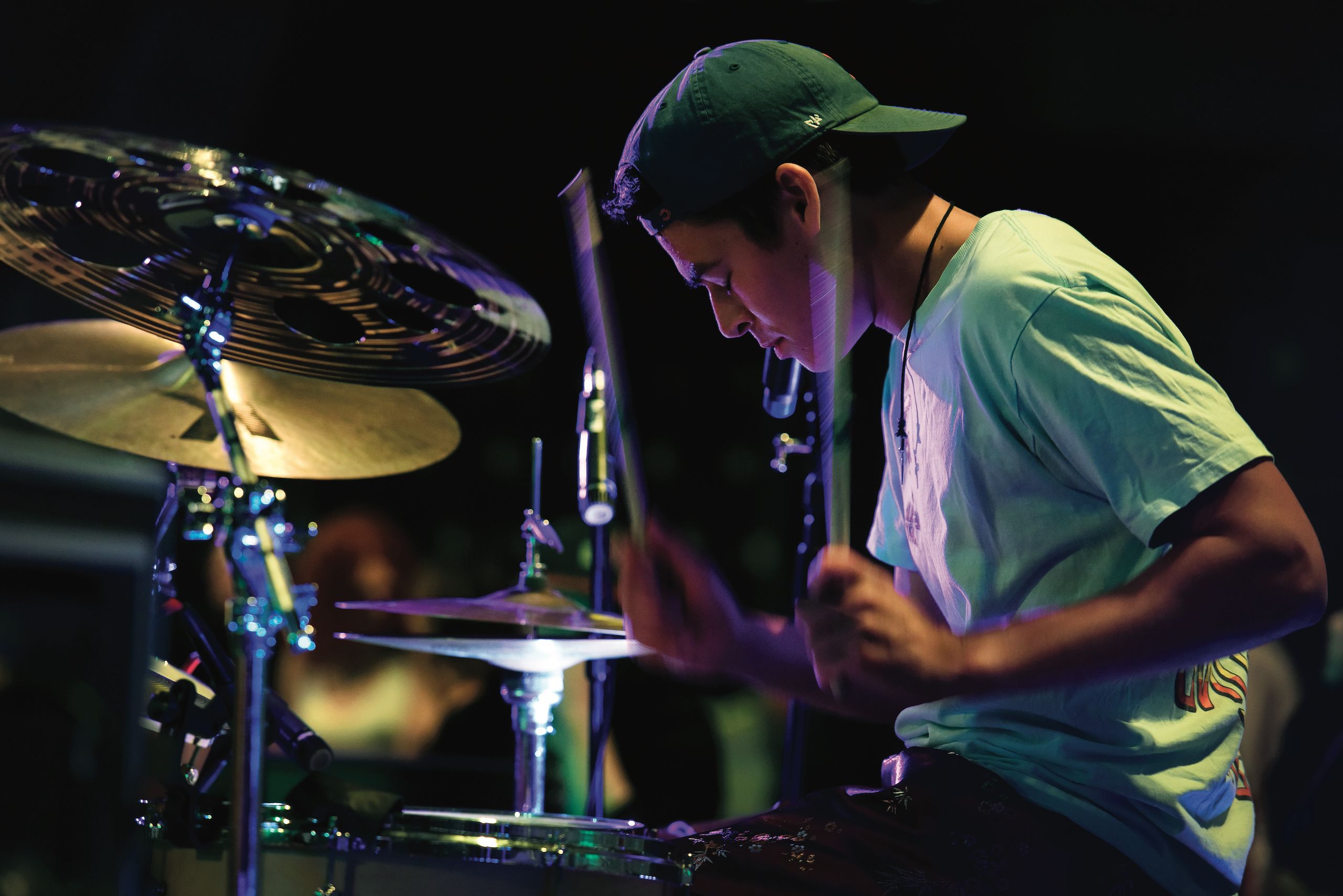 Drummer playing during Colorado College's Battle of the Bands